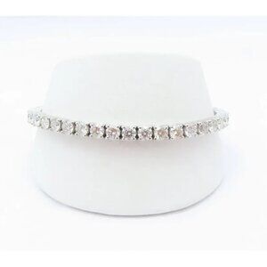 Sterling Silver Tennis Bracelet With CZ Stones Elegant Design For Women Adjustab